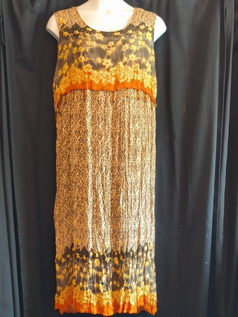Sleeveless Maxi Dress in Toupe and Orange #0093
